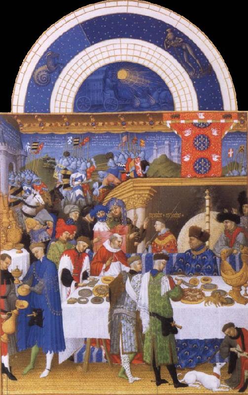 unknow artist Beures avenge the guest meal of the duke of Berry miniature out of harvest tres you Duc de Berry oil painting picture